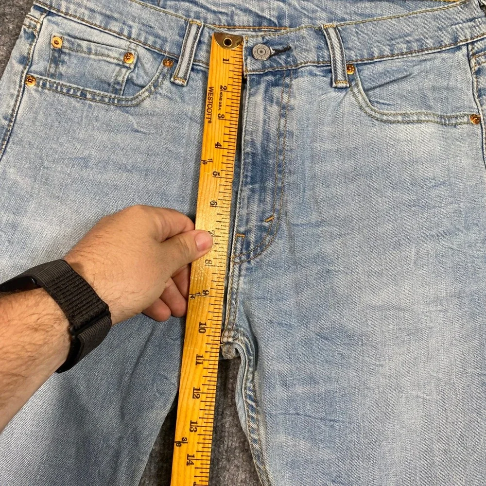 Levis 513 Slim Straight Jeans Mens 32x34 Light Wash Blue Denim Pants